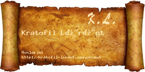 Kratofil Lóránt névjegykártya